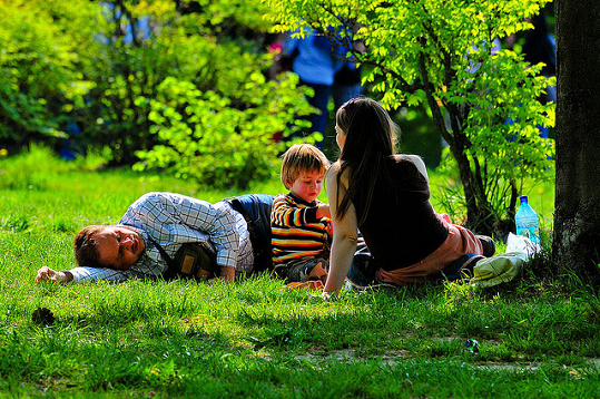 Family in a park